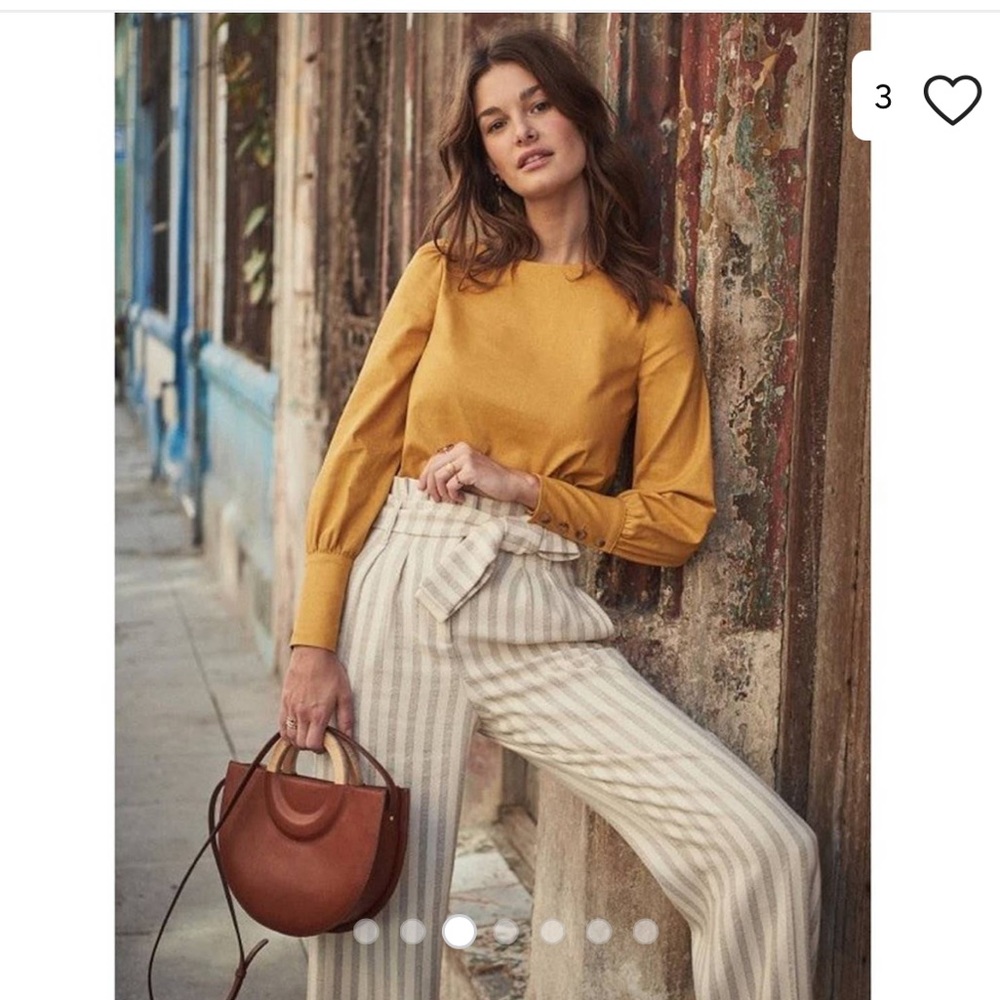 Sézane Arthur Pant Ecru Beige Stripe NWT